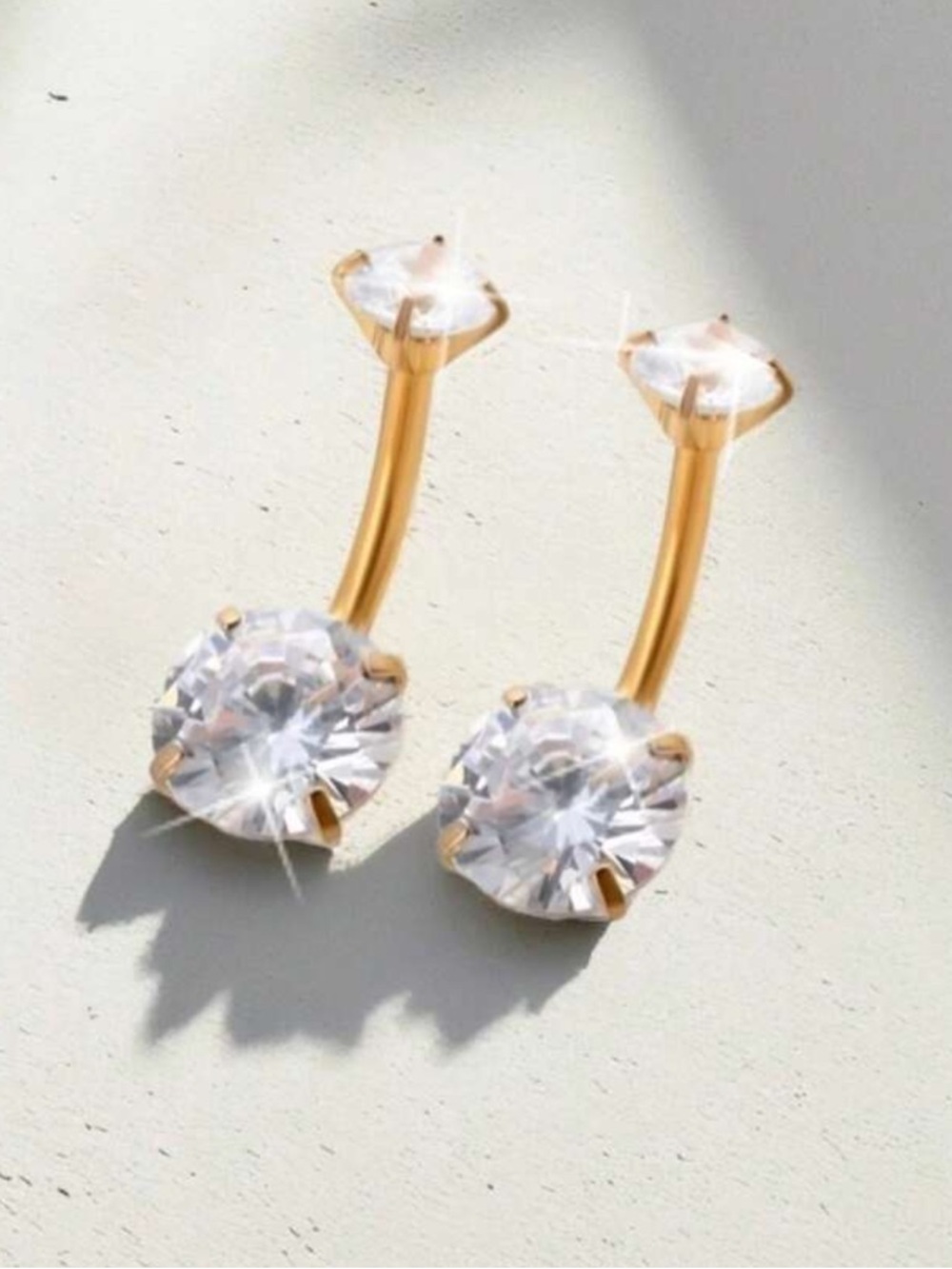 NWT Belly Ring Gold CZ Clear Rhinestone Naval Body Jewelry Piercing
